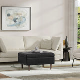 Shay - Large Square Coffee Table Storage Ottoman Mid-Century Style - Furniture Home Direct