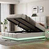 Platform Bed Tufted Upholstered Hydraulic Storage White - Furniture Home Direct