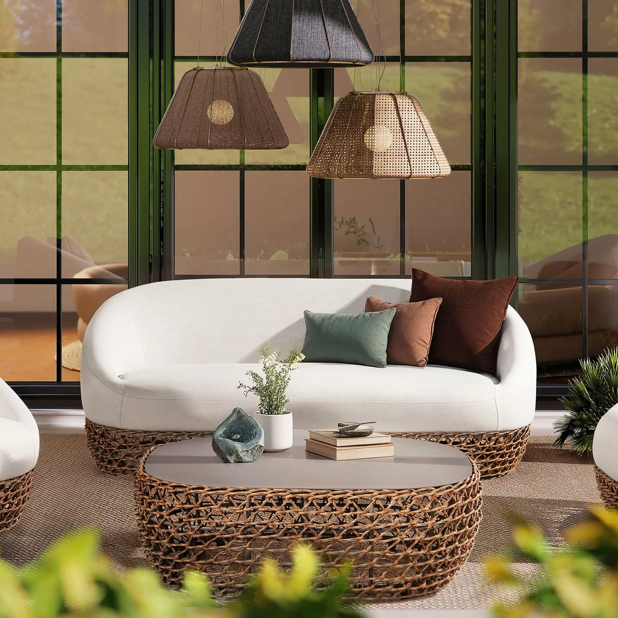 Willow - Oval Woven Patio Coffee Table, Wicker Frame - Furniture Home Direct