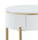 Daveigh - High Gloss End Table - Gold / White - Furniture Home Direct
