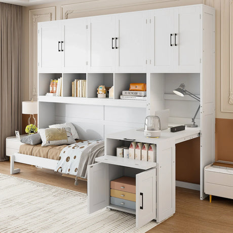 Murphy Wall Bed With Closet, Drawers & Desk - Furniture Home Direct