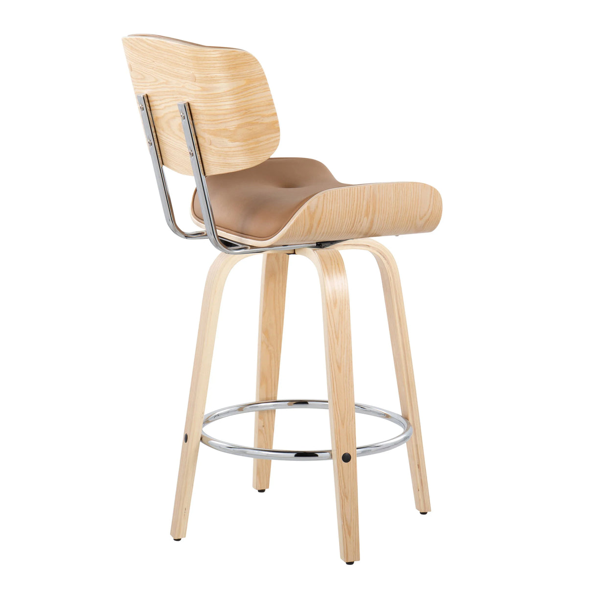 Lombardi - Mid Century Modern Fixed Height Counter Stool With Swivel With Round Footrest (Set of 2) - Furniture Home Direct