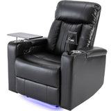 Power Recliner with Storage Arms, Cupholders, USB, Black