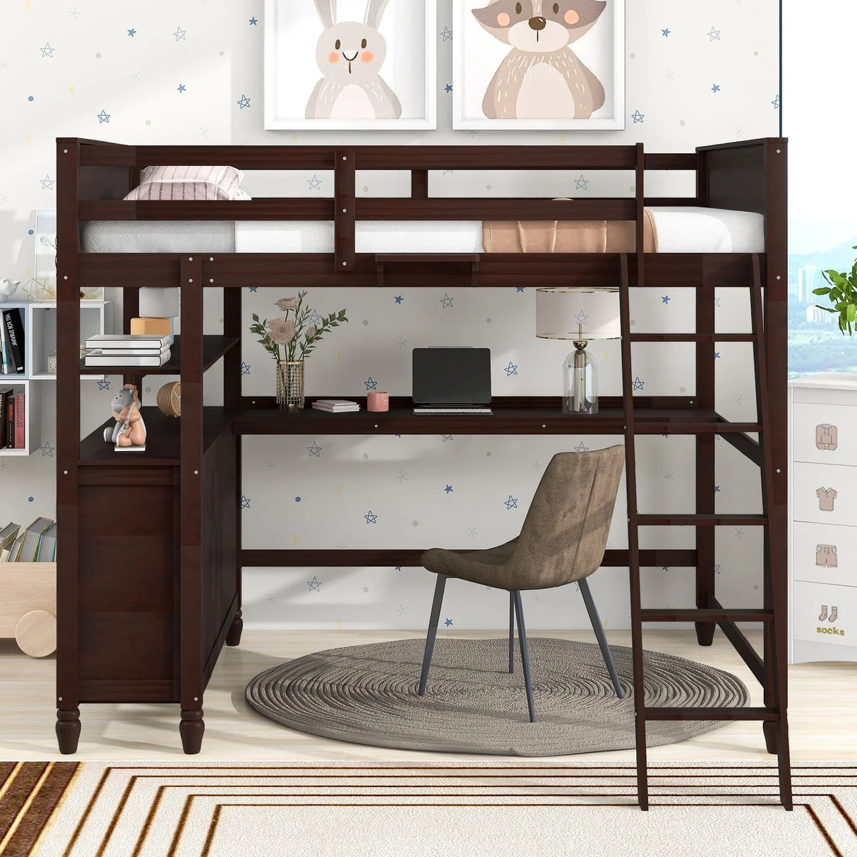 Loft Bed With Drawers With Desk And Shelves - Furniture Home Direct