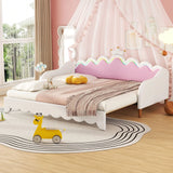 Extending Daybed With LED Lights, Modern Upholstered Princess Daybed With Crown Headboard - Furniture Home Direct