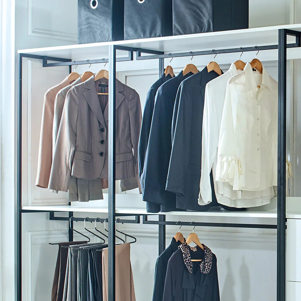 Walk-In Closet System With Metal Frame And Storage White - Furniture Home Direct