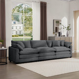 Mid-Century Modern 3 Seater Sectional Sofa With Arm And Throw Pillows - Furniture Home Direct