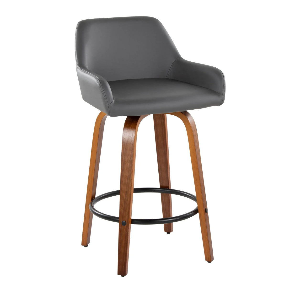 Daniella - Contemporary Fixed Height Counter Stool With Swivel With Round Footrest (Set of 2) - Furniture Home Direct