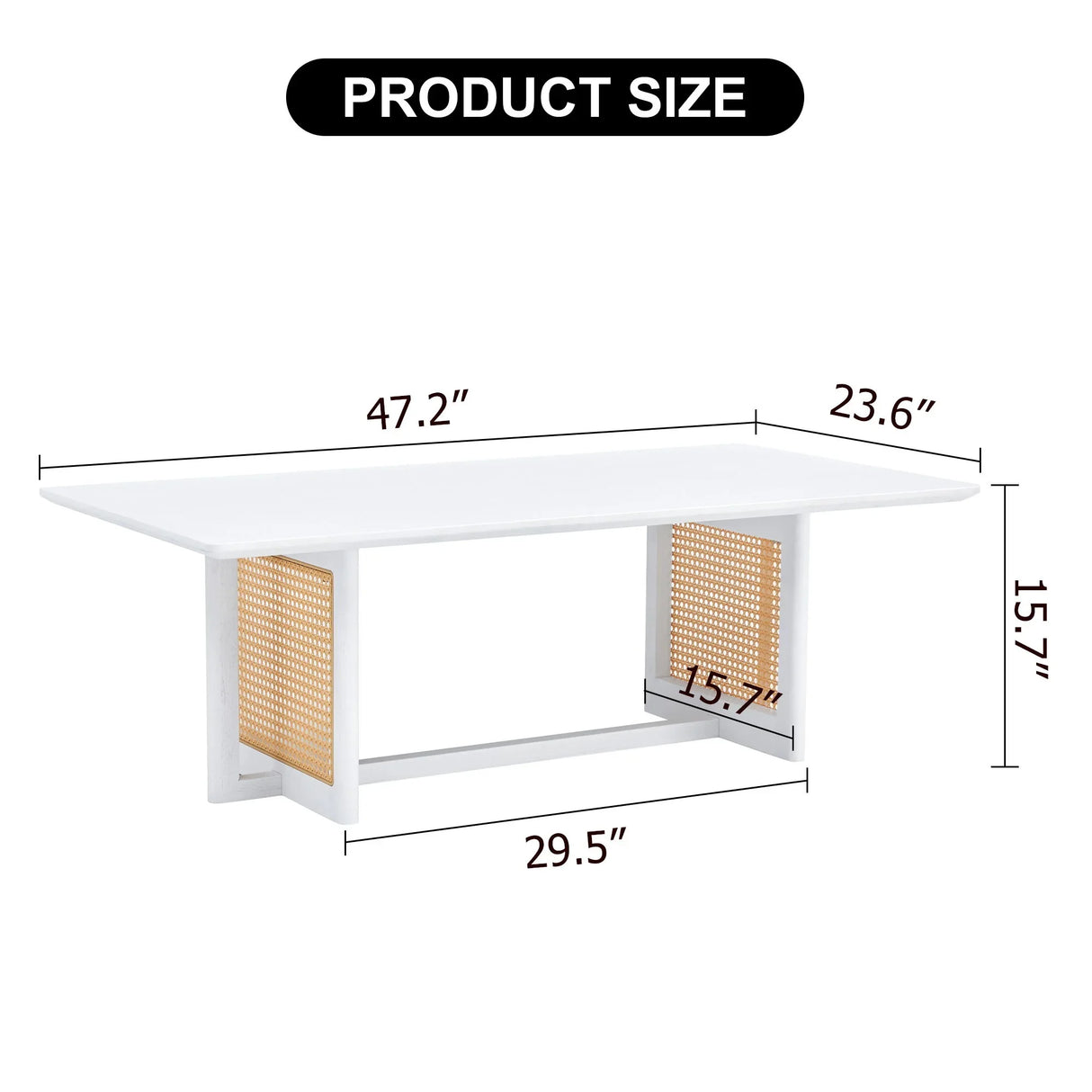 Chinese Style White Solid Wood And Imitation Rattan Coffee Table - Furniture Home Direct