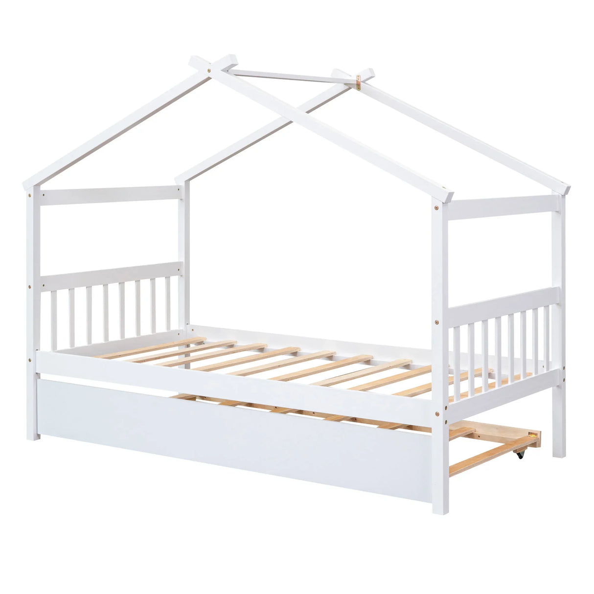 Wooden House Bed With Twin Size Trundle - Furniture Home Direct
