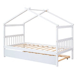 Wooden House Bed With Twin Size Trundle - Furniture Home Direct