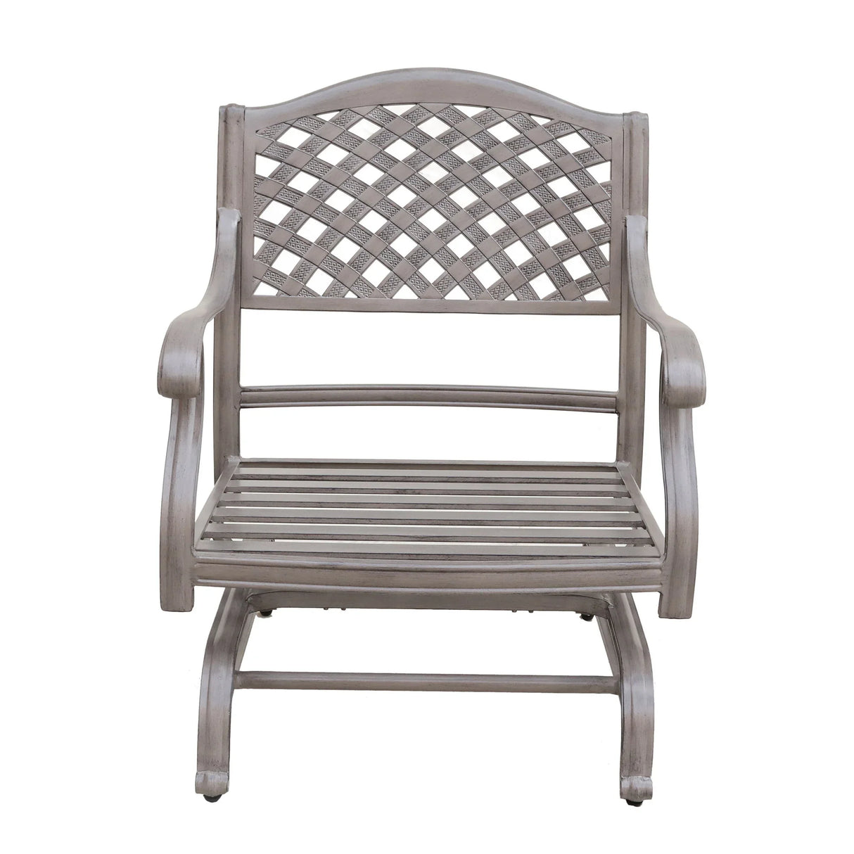 Cast Aluminum Club Motion Chair With Cushion (Set of 2) - Gray - Furniture Home Direct