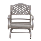 Cast Aluminum Club Motion Chair With Cushion (Set of 2) - Gray - Furniture Home Direct