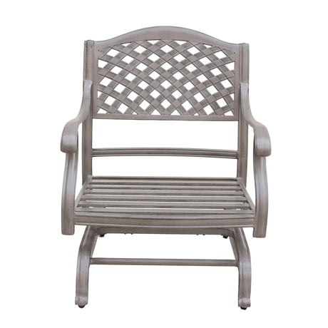 Cast Aluminum Club Motion Chair With Cushion (Set of 2) - Gray - Furniture Home Direct