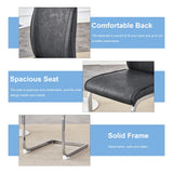 Dining Chairs Cantilever Metal Frame Polished PU Dark Gray - Furniture Home Direct