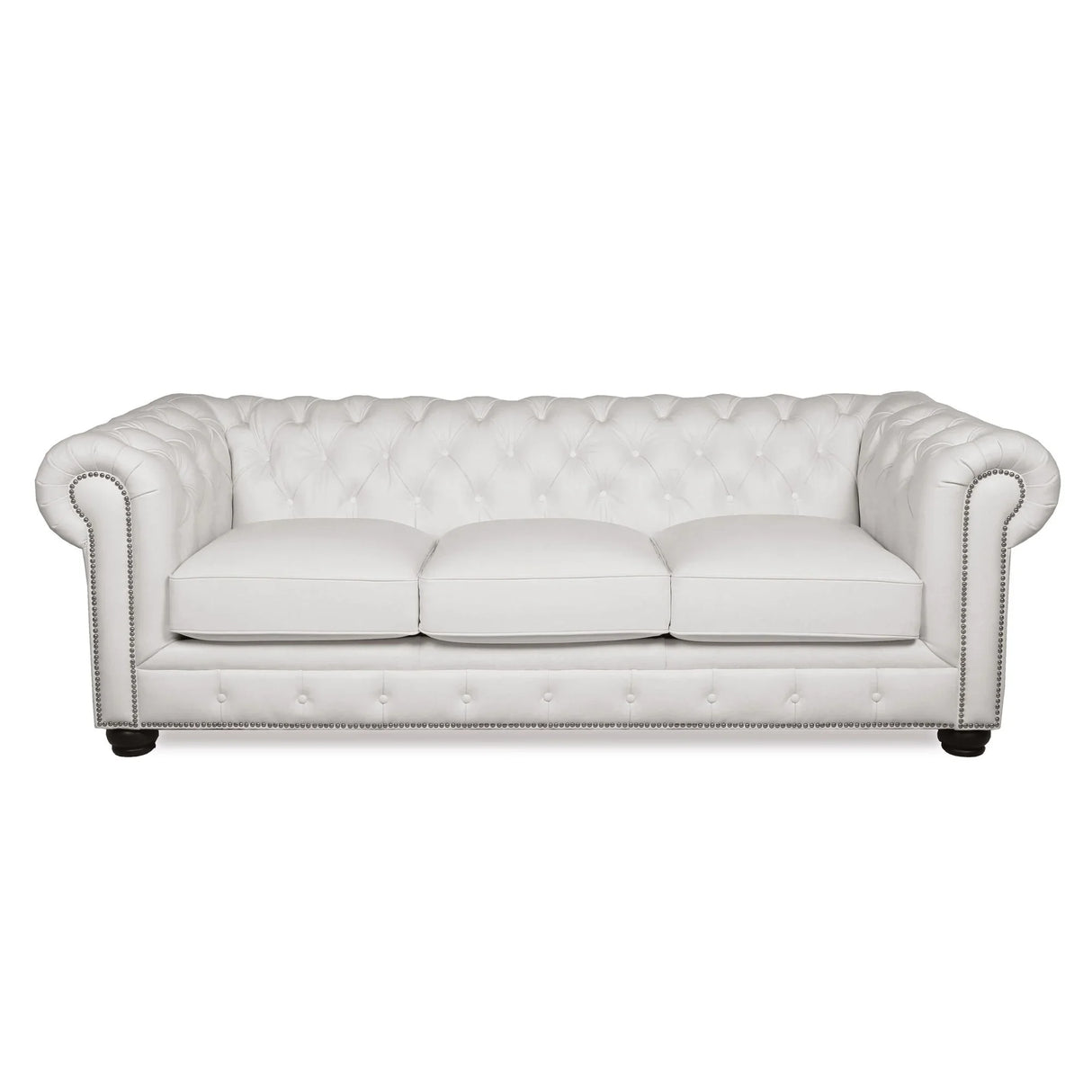 Traditional Tufted Leather Chesterfield Nailhead Sofa - Furniture Home Direct