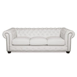 Traditional Tufted Leather Chesterfield Nailhead Sofa - Furniture Home Direct