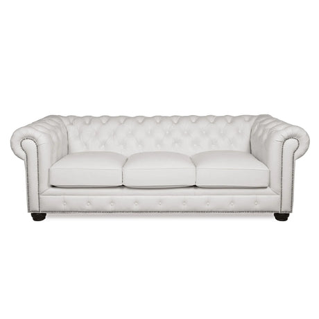 Traditional Tufted Leather Chesterfield Nailhead Sofa - Furniture Home Direct