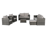 6 Piece Wicker Patio Set With Glass Table - Furniture Home Direct