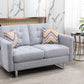 Victoria - Linen Fabric Loveseat With Metal Legs, Side Pockets, And Pillows - Furniture Home Direct
