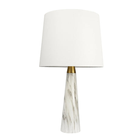 Enclave - Hydro Table Lamp With On / Off Switch Faux Marble Base Shade - Gold / White / White Marble - Furniture Home Direct