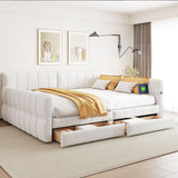 Upholstered Platform Bed With USB And 2 Drawers - Furniture Home Direct