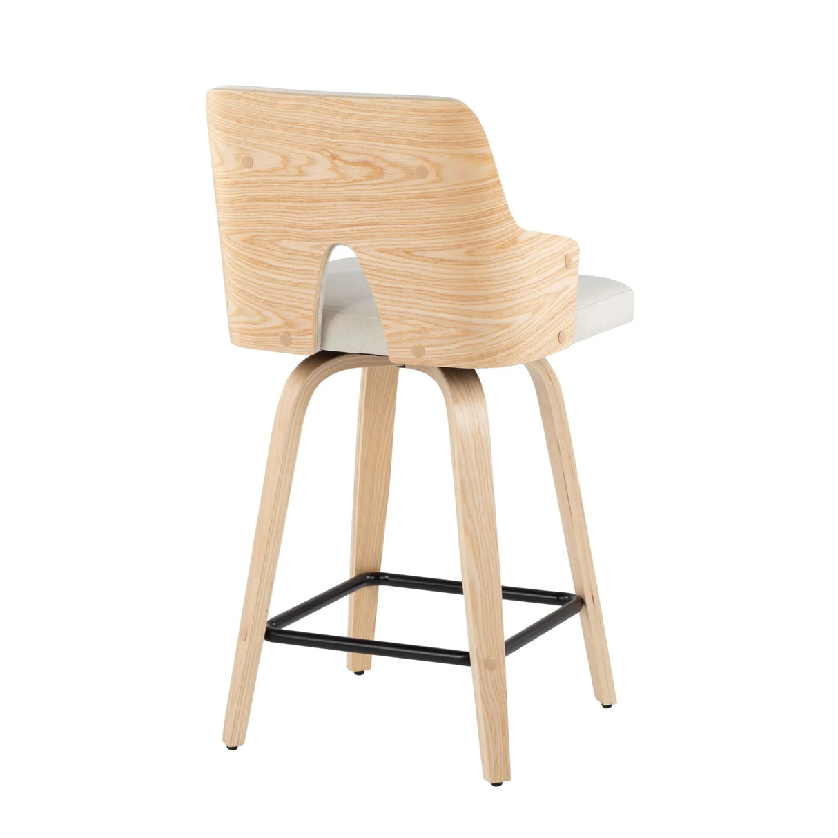 Stella - Contemporary Fixed Height Counter Stool With Swivel Square Footrest (Set of 2) - Furniture Home Direct