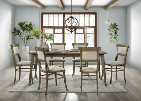 Bistro - Dining Table With Off White Fabric Dining Chairs - Furniture Home Direct