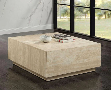 Deon - Travertine Table - Beige - Furniture Home Direct