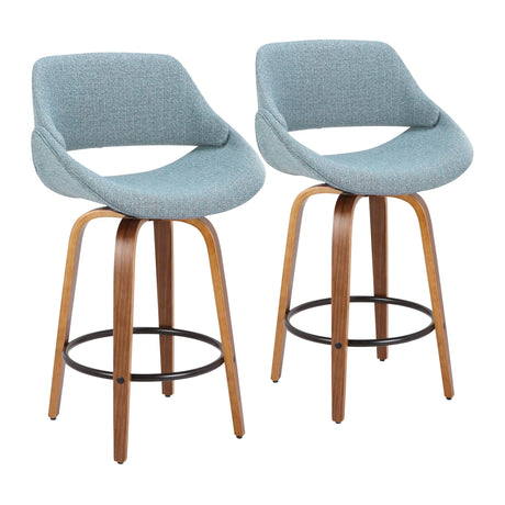 Fabrico - Mid Century Modern Fixed Height Counter Stool And Round Footrest (Set of 2) - Furniture Home Direct