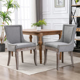 Ultra Side Dining Chair,Thickened Fabric Chairs With Neutrally Toned Solid Wood Legs, Bronze Nail Head (Set of 2) - Furniture Home Direct