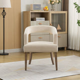 Wide Modern Barrel Open Back Upholstered Accent Chair With Weathered Solid Wood Legs - Furniture Home Direct