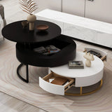 Nesting Coffee Tables Round Lift-Top Modern Black and White - Furniture Home Direct