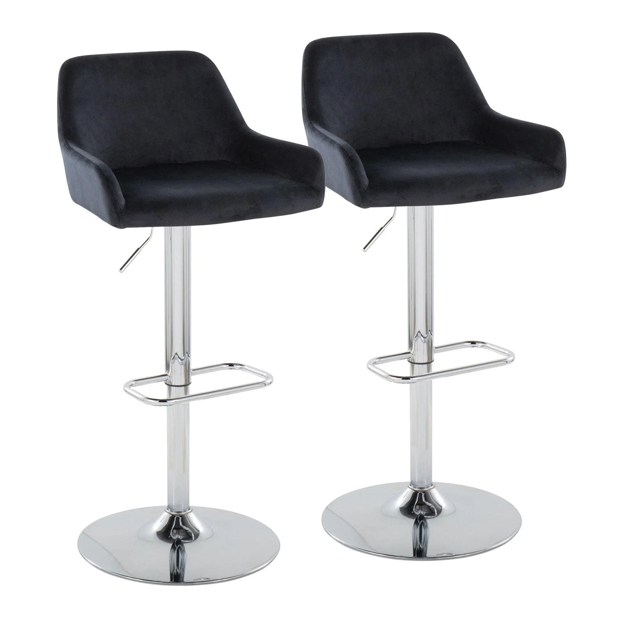 Daniella - Contemporary Adjustable Barstool With Swivel With Rounded Rectangle Footrest (Set of 2) - Furniture Home Direct