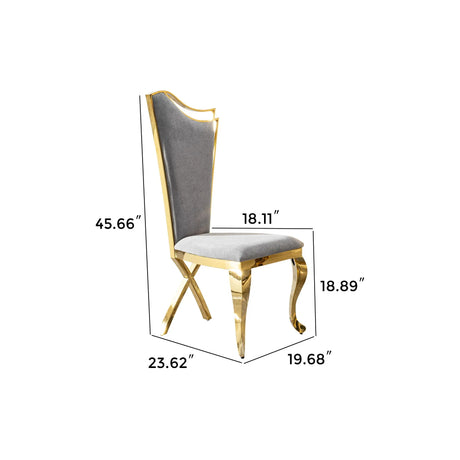 Gorgeous Streamlined High Back Fabric Stainless Steel Dining Chair (Set of 2) - Gold / Gray - Furniture Home Direct