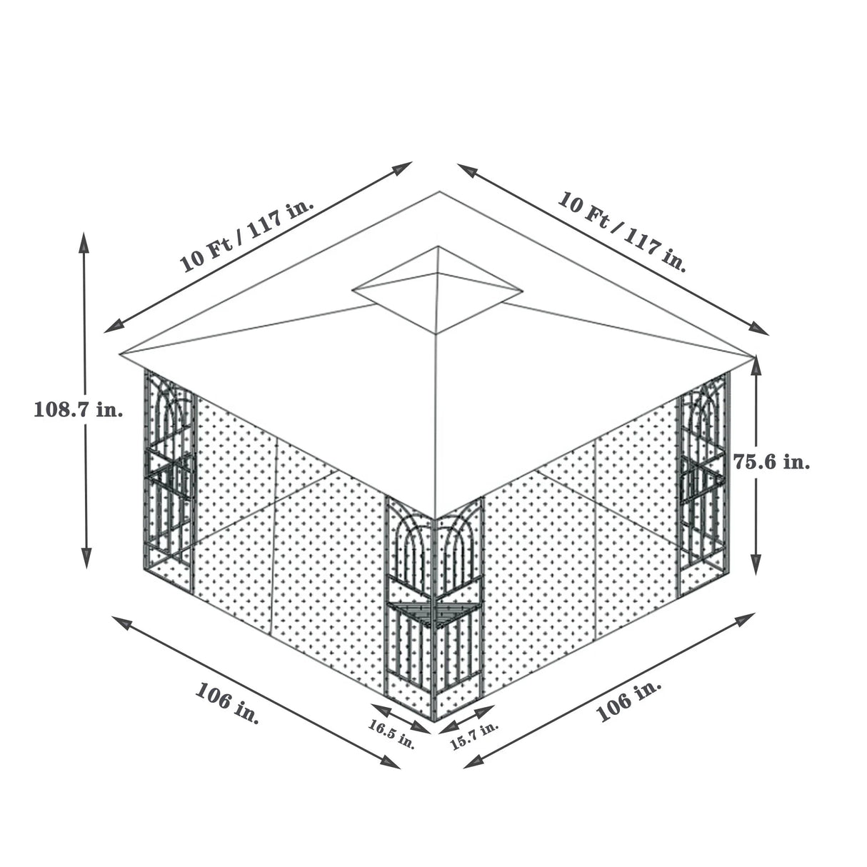 Patio Gazebo Tent With Ventilated Double Roof And Mosquito Net - Furniture Home Direct