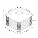 Patio Gazebo Tent With Ventilated Double Roof And Mosquito Net - Furniture Home Direct