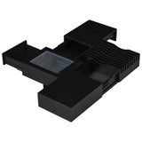 Coffee Table Mid Century Modern Wood Slotted Surface Black - Furniture Home Direct