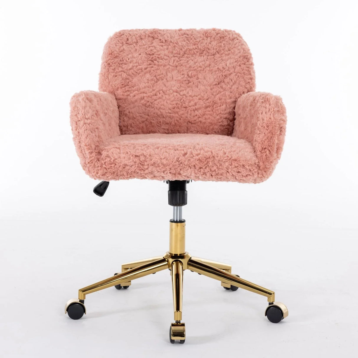 Office Chair, Artificial Rabbit Hair Home Office Chair With Golden Metal Base, Adjustable Desk Chair Swivel Office Chair, Vanity Chair - Furniture Home Direct