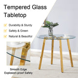 Dining Table Round Glass Top With Metal Base Finish Gold - Furniture Home Direct