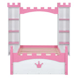 Castle Shaped Bed With Storage Shelf, Dreamy Platform Bed For Kids Bedroom - Furniture Home Direct
