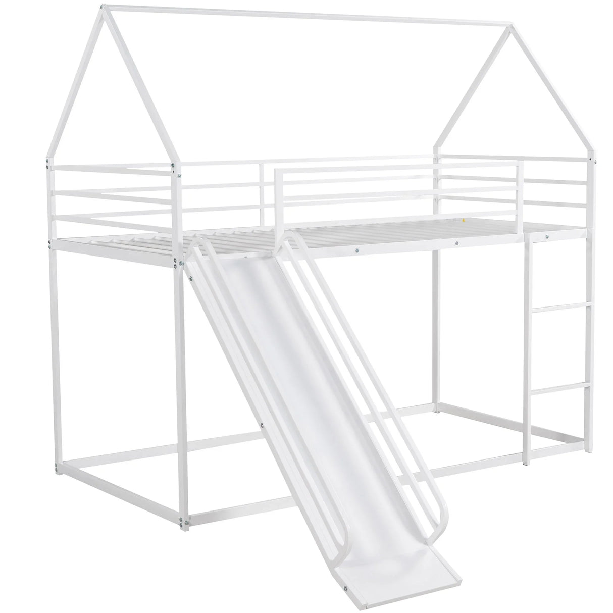 Twin Over Twin House Bunk Bed With Ladder And Slide - Furniture Home Direct