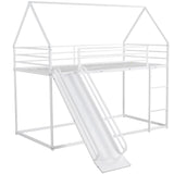 Twin Over Twin House Bunk Bed With Ladder And Slide - Furniture Home Direct