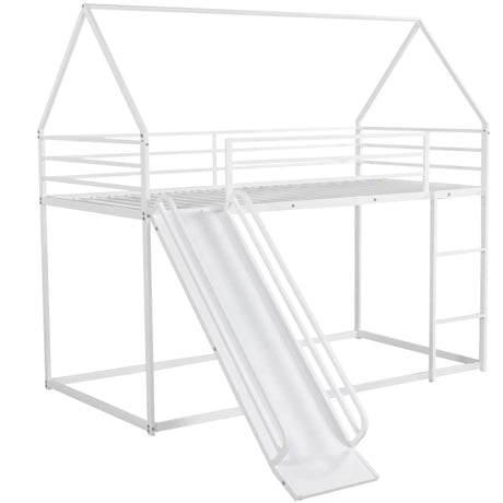 Twin Over Twin House Bunk Bed With Ladder And Slide - Furniture Home Direct