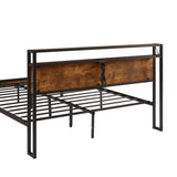Metal Platform Bed Frame With Wooden Headboard And Footboard With USB Liner, LED Lights, No Box Spring Needed, Large Under Bed Storage - Furniture Home Direct