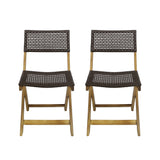 Bistro Foldable Chair With Wicker Backrest