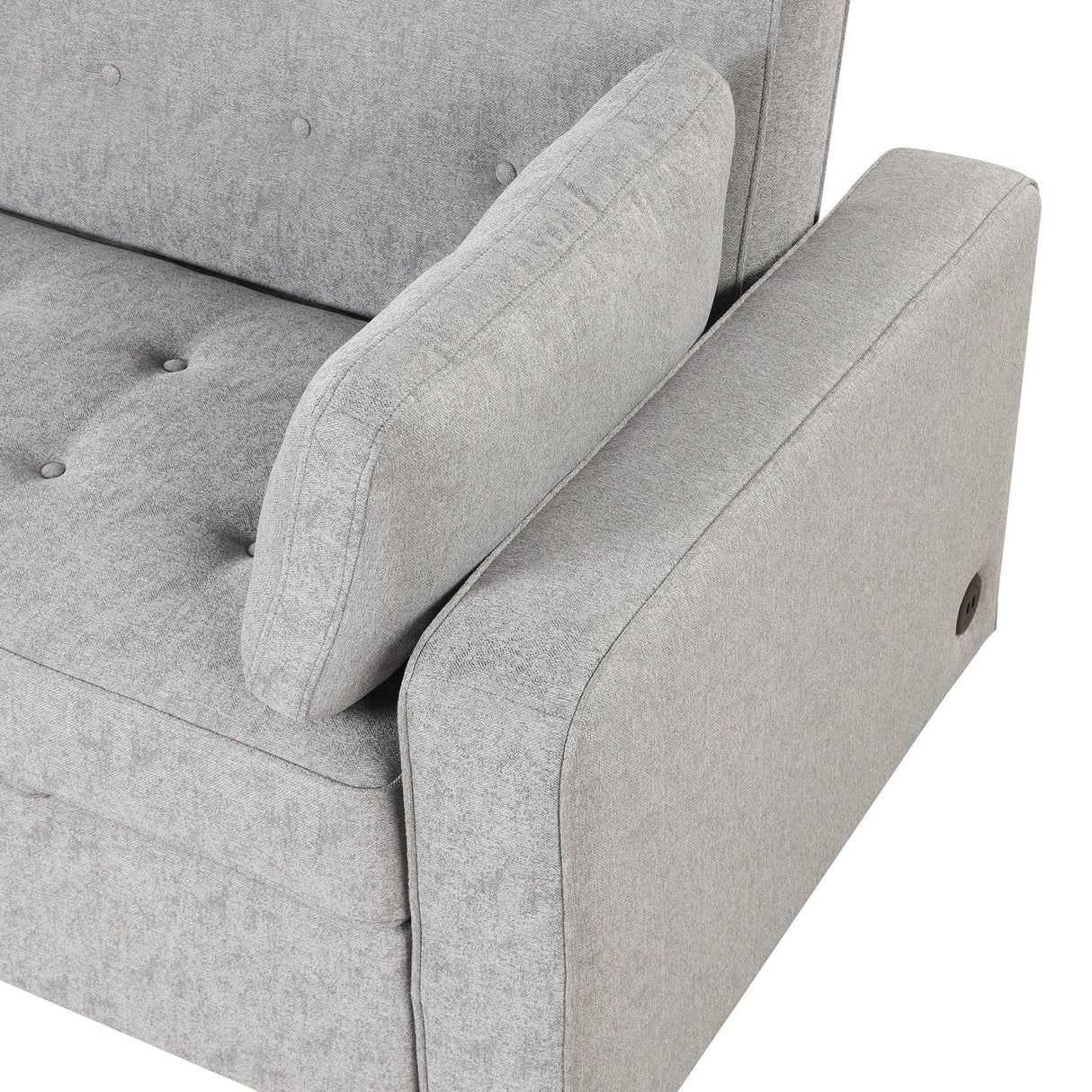 66.5" Upholstered Loveseat With Pull Out Bed, Two Throw Pillows, Dual USB Charging Port and Adjustable Backrest - Light Gray - Furniture Home Direct