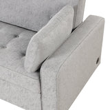 66.5" Upholstered Loveseat With Pull Out Bed, Two Throw Pillows, Dual USB Charging Port and Adjustable Backrest - Light Gray - Furniture Home Direct