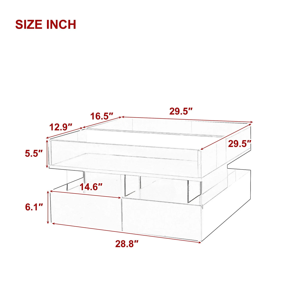 Lift Top Coffee Table With 2 Drawers, Hidden Space And LED Lights For Living Room - Furniture Home Direct