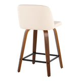 Toriano - Mid Century Modern Fixed Height Counter Stool With Swivel With Square Footrest (Set of 2) - Furniture Home Direct